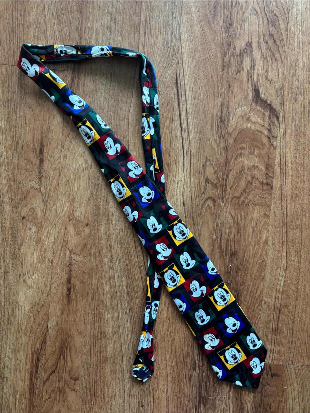 Disney Mickey Mouse Repeat Print Tie in Black, Blue & Yellow